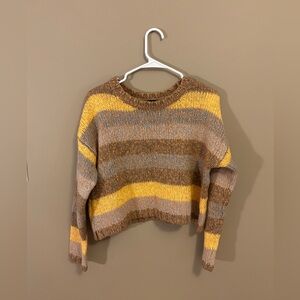 moon & madison Brown, Yellow, and Gray Striped Sweater